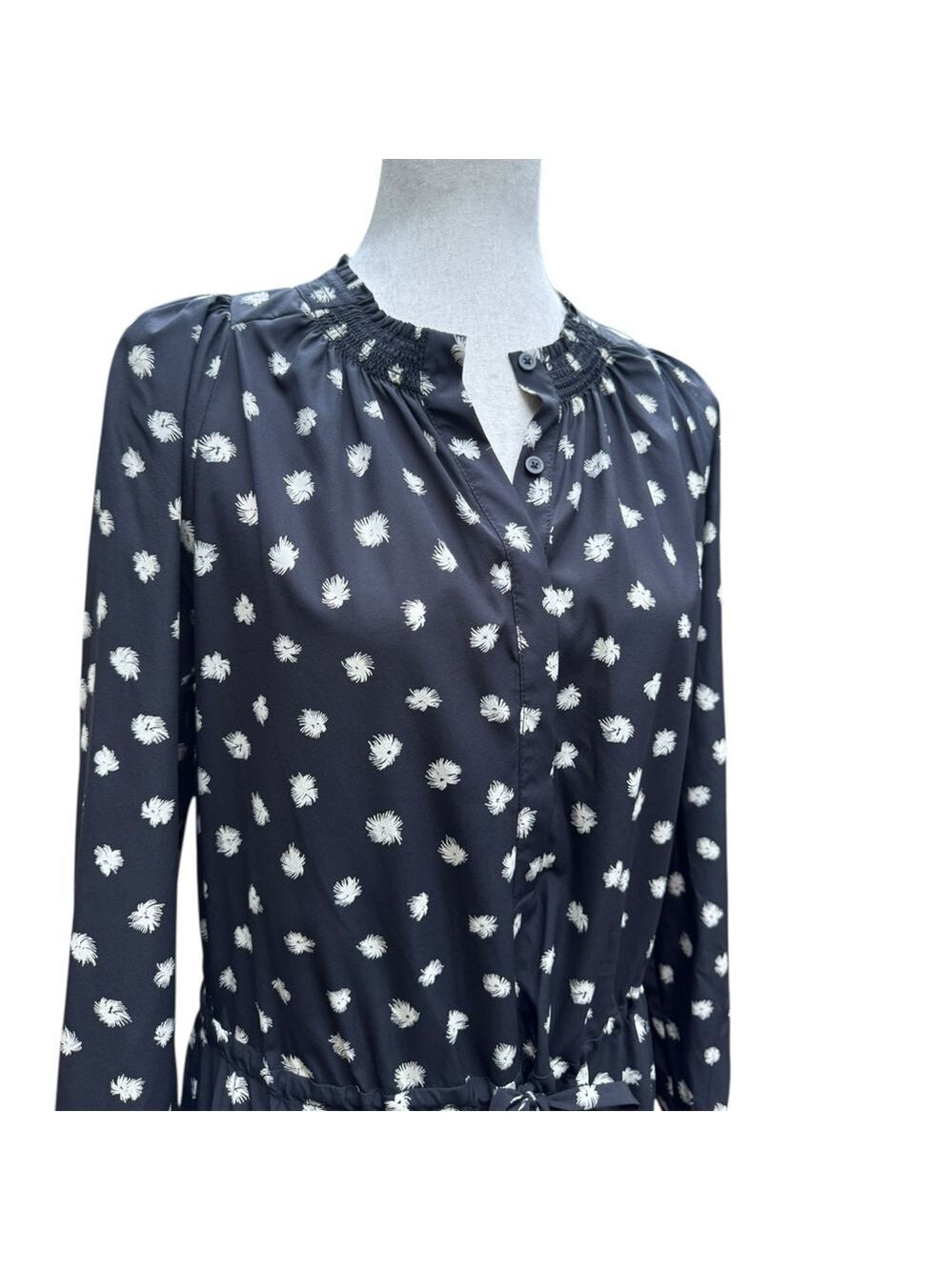 Rebecca Taylor Silk Floral Mini Dress Black White Ruffle Hem Belted Feminine 8 M - Picture 6 of 14